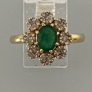 EFFY 14k Diamonds real emerald real solid Gold and Green Gemstone Ring
